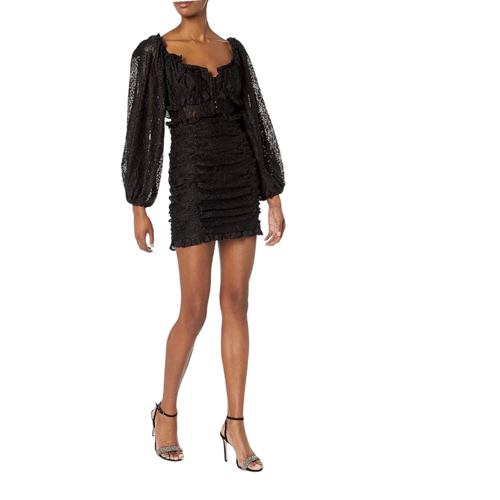 ASTR the Label Chrisley Lace Mini Dress S Black Long Sleeve‎ Romantic Victorian